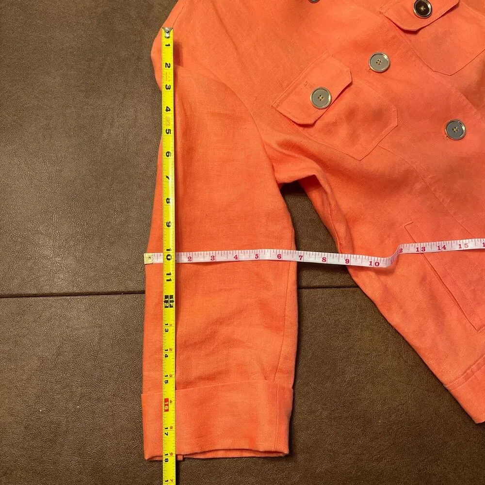 Jones New York Women's Orange Linen Light Jacket Sz M Euro-Summer office wear